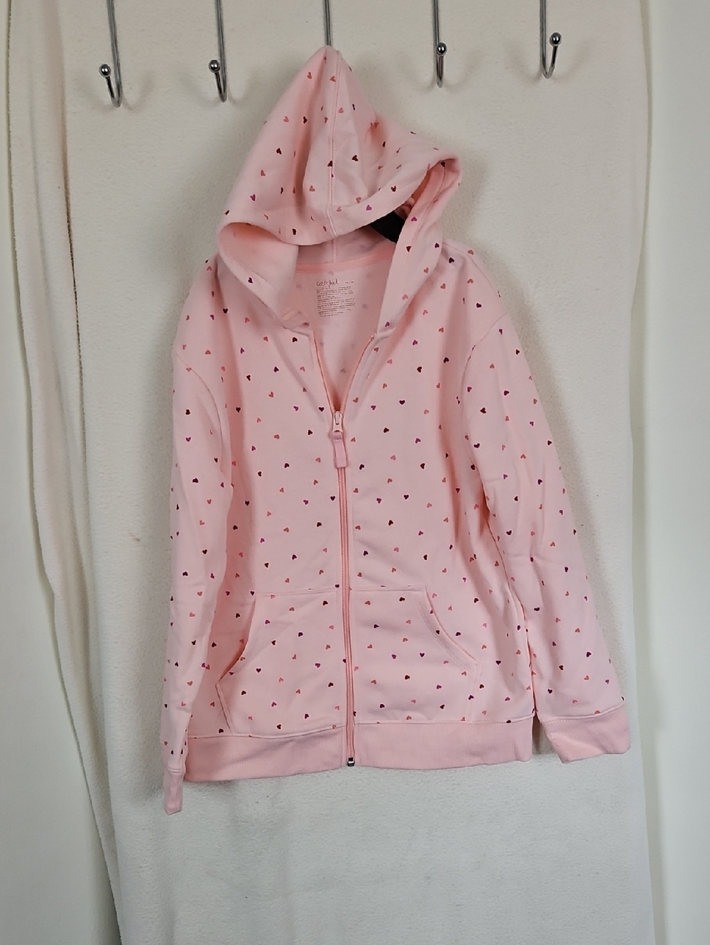Cat & Jack Pink Heart Zip-Up Hoodie Jacket